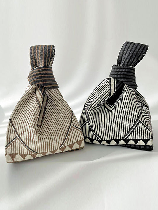 Split-Joint Striped Woven Bags Handbags