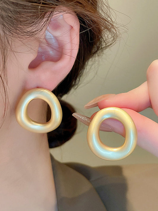 Normcore Geometric Hollow Solid Color Earrings Accessories