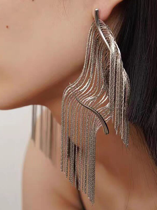 Solid Color Tasseled Drop Earrings