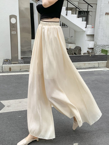 Loose Wide Leg Elasticity Solid Color Casual Pants Bottoms Trousers