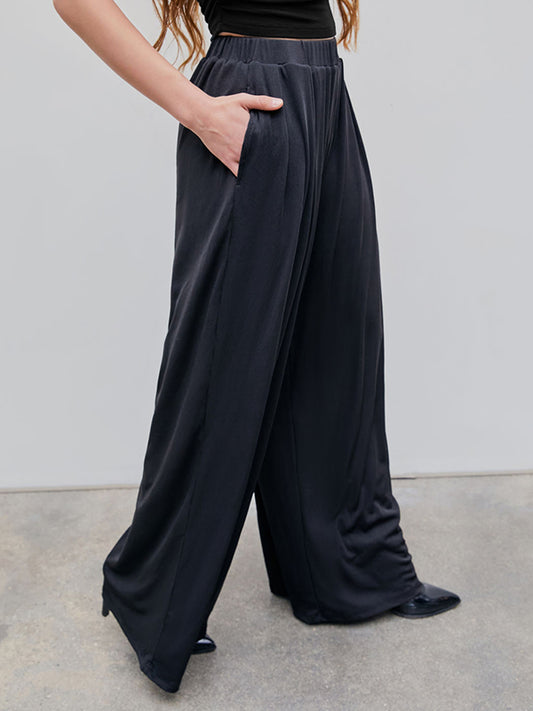 Loose Plus Size Elasticity Solid Color Split-Joint Pants Trousers