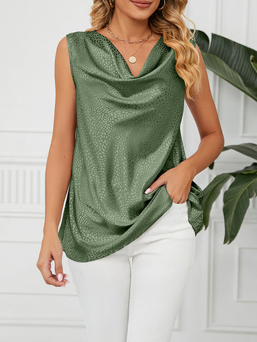 Loose Sleeveless Solid Color Split-Joint V-Neck Vest Top