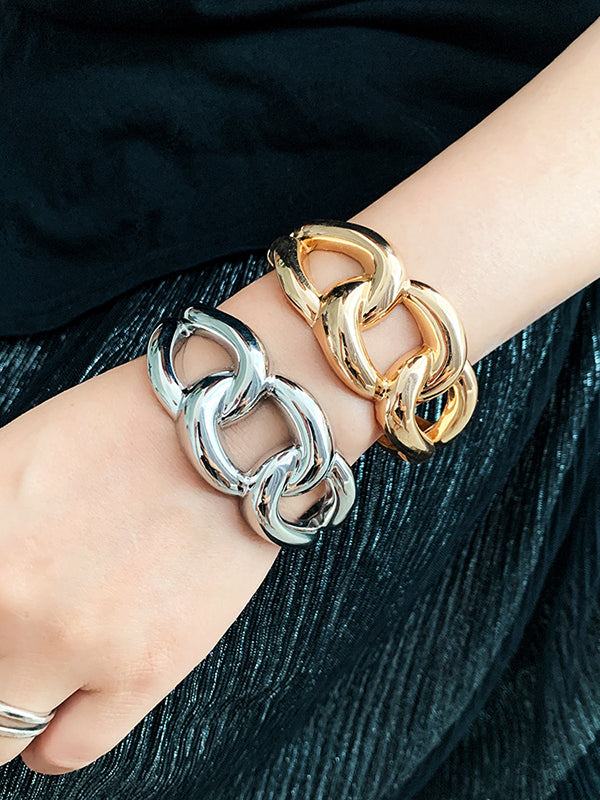 Normcore Geometric Hollow Solid Color Bracelet Accessories