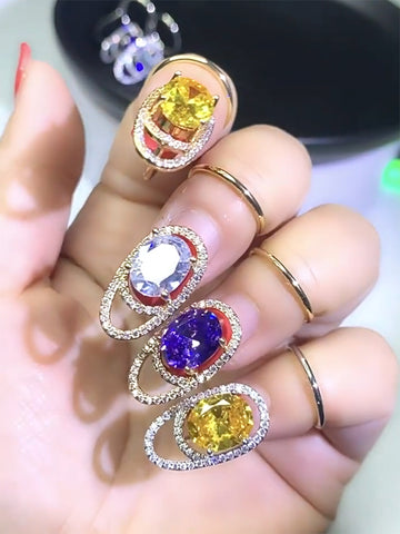 Rhinestone Geometric Nail Ring