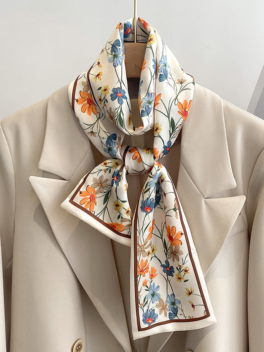 Contrast Color Floral Printed Hair Band Scarf