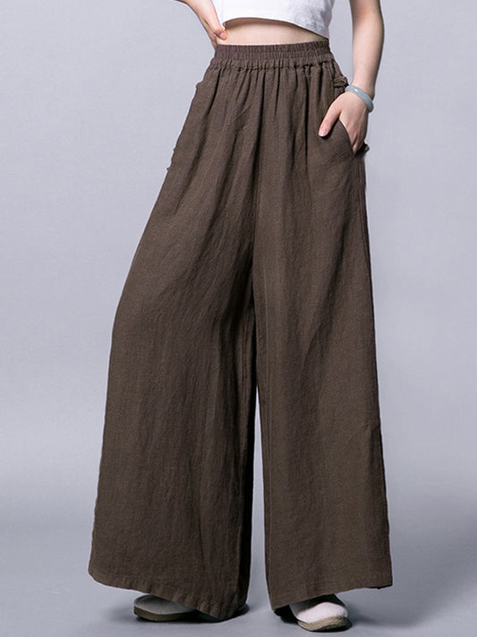 Vintage Loose 3 Colors Ramie Cotton Wide Leg Pants