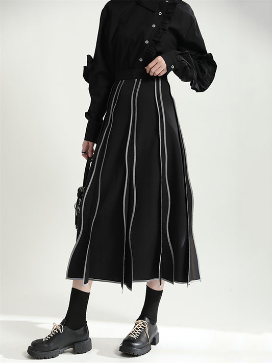 Original Irregular Contrast Color Striped Skirt