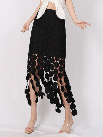 Urban Irregularity Tasseled Embroidered  Skirts