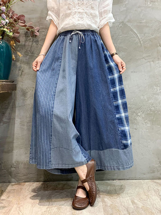 Wide Leg Split-Joint Striped Casual Pants Bottoms Jean Pants Bottoms