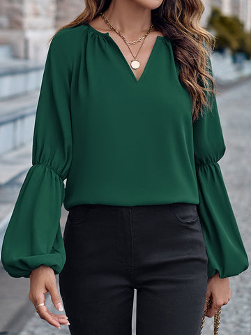 Loose Solid Color V-Neck Blouses&Shirts Tops