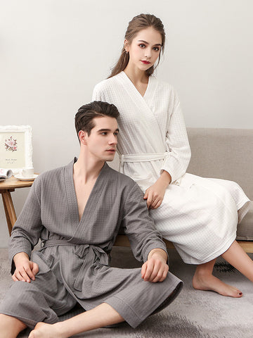 Comfortable Solid Bandage Thin Pajama Robe