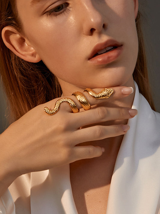 Snake Shape Solid Color Rings Accessories