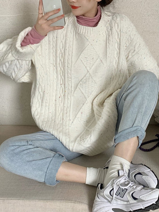 Original Casual Loose Round-Neck Long Sleeves Sweater Tops