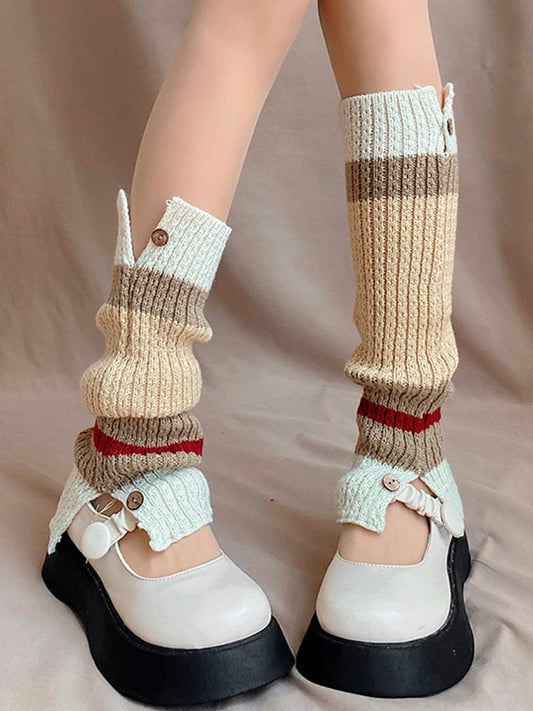 Loose Contrast Color Split-Joint Split-Side Leg Warmers Accessories