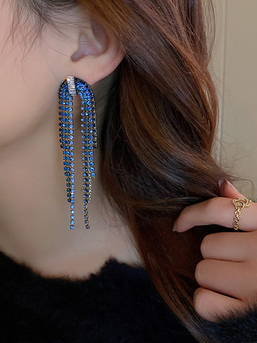 Urban Blue Tasseled Earring