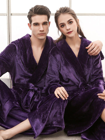 Comfortable Solid Bandage Pajama Robe