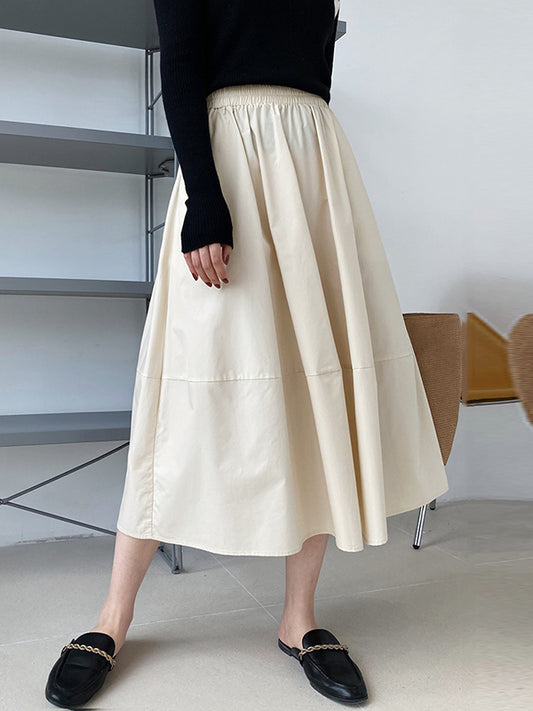 Stylish A-Line Elastics Solid Color Skirts