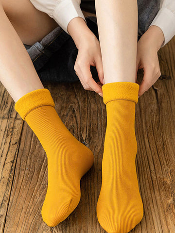 Simple Velvet Keep Warm Solid Color Socks Accessories