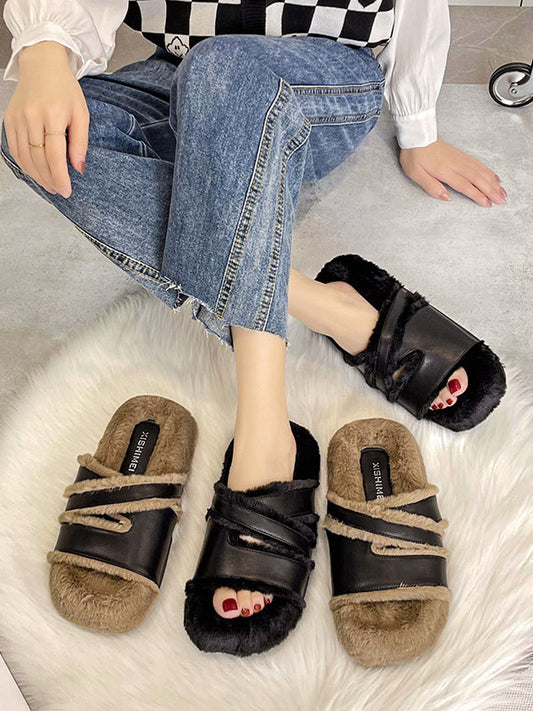 Split-Joint Velvet Slippers