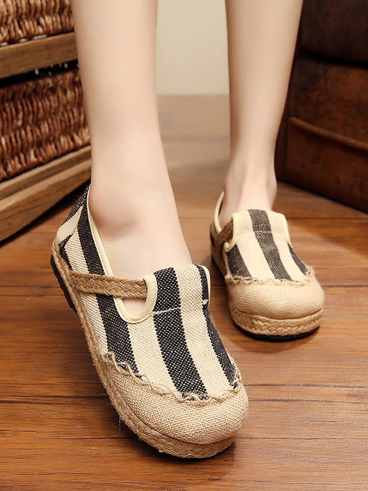 Striped Canvas Shoes Flat Shoes