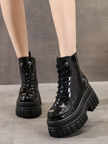 Lace-Up Split-Joint Boots Dr. Martens Boots Platform Shoes