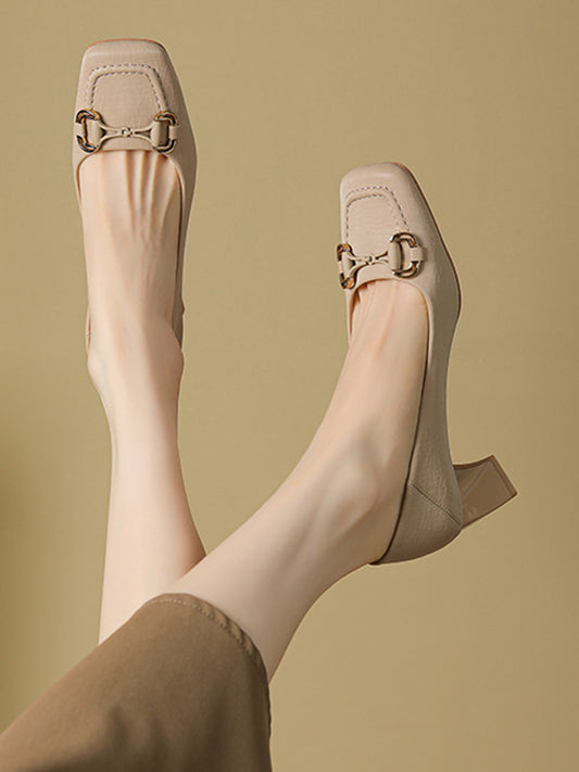 Shallow Cut Split-Joint Square-Toe Pumps