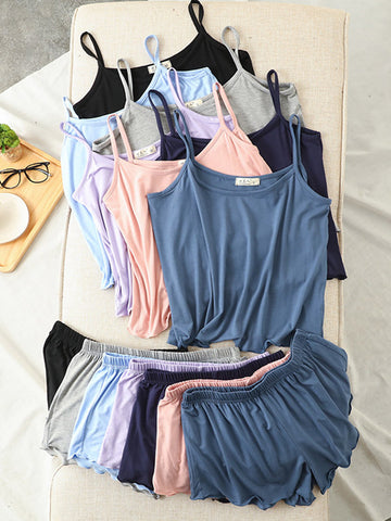 9 Colors Modal Vest&Shorts Loose Two-Piece Sexy Pajamas