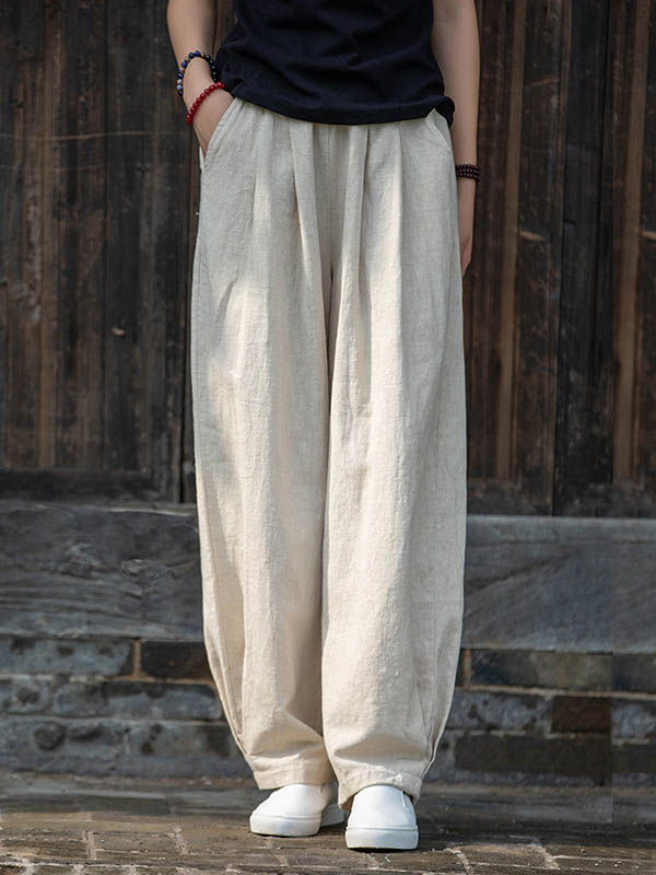 Vintage Loose Solid Color Casual Lantern Pants