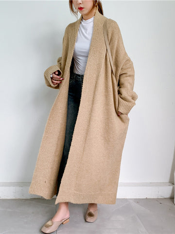 Urban Simple Loose Solid Color Knitting Cardigan Coat