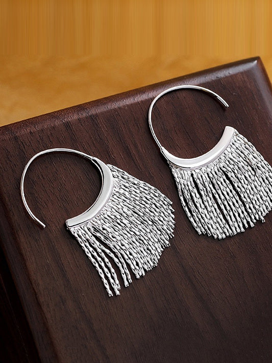 Normcore Geometric Tasseled Drop Earrings