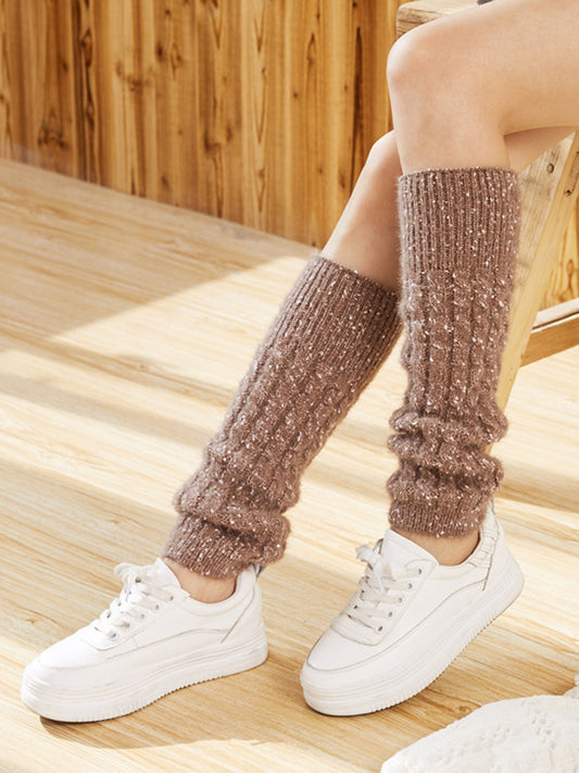 Wool Knitted Dot Twist Leg Warmers Accessories