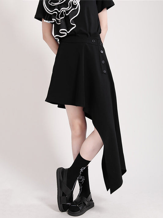 Stylish Irregular Split-Joint Black Skirt