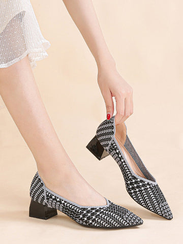 Houndstooth Pointed-Toe Pumps Shoes